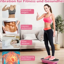 Vibrationsplatte mit 10 Geschwindigkeitsstufen & Fernbedienung Vibrationstrainer mit LED-Display Schwarz/Grau/Rosa/Weiß