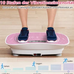 Vibrationsplatte mit 10 Geschwindigkeitsstufen & Fernbedienung Vibrationstrainer mit LED-Display Schwarz/Grau/Rosa/Weiß