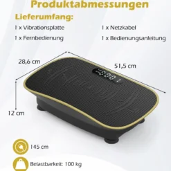 Vibrationsplatte mit 10 Geschwindigkeitsstufen & Fernbedienung Vibrationstrainer mit LED-Display Schwarz/Grau/Rosa/Weiß