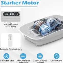Vibrationsplatte mit 10 Geschwindigkeitsstufen & Fernbedienung Vibrationstrainer mit LED-Display Schwarz/Grau/Rosa/Weiß