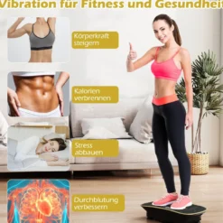 Vibrationsplatte mit 10 Geschwindigkeitsstufen & Fernbedienung Vibrationstrainer mit LED-Display Schwarz/Grau/Rosa/Weiß