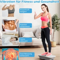 Vibrationsplatte mit 10 Geschwindigkeitsstufen & Fernbedienung Vibrationstrainer mit LED-Display Schwarz/Grau/Rosa/Weiß