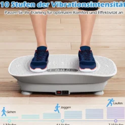 Vibrationsplatte mit 10 Geschwindigkeitsstufen & Fernbedienung Vibrationstrainer mit LED-Display Schwarz/Grau/Rosa/Weiß