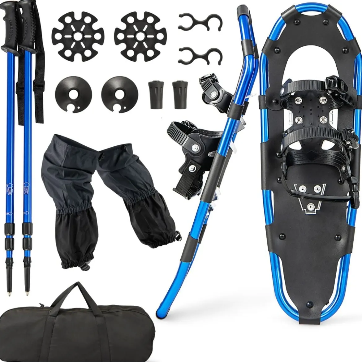 Vielseitiges Schneeschuhe-Set 63 cm ergonomische Schneeschuhe mit Doppel-Ratschenbindungssystem Blau