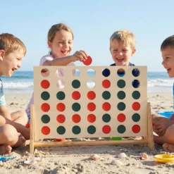 Vier Gewinnt aus Kiefernholz mit 42 Spielsteine Jumbo 4 Gewinnt Montessori Vier in Einer Reihe Spiel