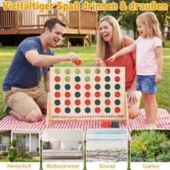 Vier Gewinnt aus Kiefernholz mit 42 Spielsteine Jumbo 4 Gewinnt Montessori Vier in Einer Reihe Spiel