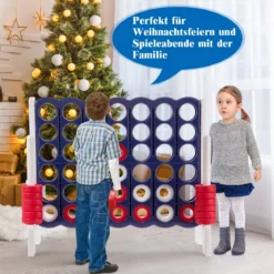 Vier-Gewinnt Spiel 4 Gewinnt Spielbrettsätze mit 42 Jumbo Ringen 120 x 42 x 104 cm Weiß + Dunkelblau