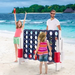 Vier-Gewinnt Spiel 4 Gewinnt Spielbrettsätze mit 42 Jumbo Ringen 120 x 42 x 104 cm Weiß + Dunkelblau