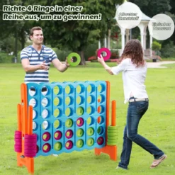 Vier-Gewinnt Spiel Vier in Einer Reihe Spiel mit 42 Jumbo Ringen 120 x 42 x 104 cm Blau + Orange