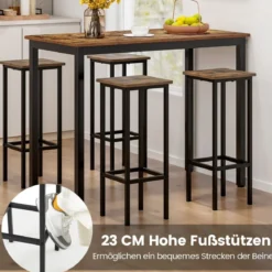 Vintage 4er Set Barhocker bis 100 kg Tresenhocker mit Fußstütze Sitzhöhe 72cm