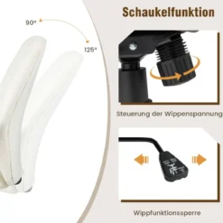 Vintage gepolsterter Bürostuhl mit Armlehnen aus Gummiholz und 5-Krallen-Metallfuß höhenverstellbarer Rollstuhl aus SamtBeige