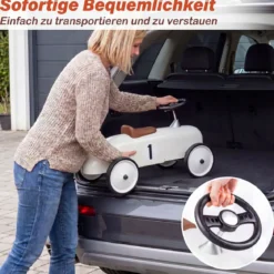 Vintage Rutschauto aus Metall für Kleinkinder ab 18 Monaten Weiß/Schwarz/Rot