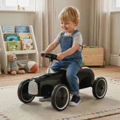 Vintage Rutschauto aus Metall für Kleinkinder ab 18 Monaten Weiß/Schwarz/Rot