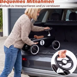 Vintage Rutschauto aus Metall für Kleinkinder ab 18 Monaten Weiß/Schwarz/Rot