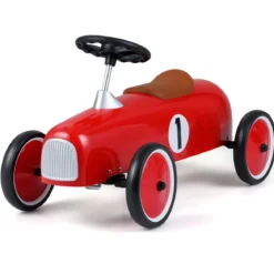 Vintage Rutschauto aus Metall für Kleinkinder ab 18 Monaten Weiß/Schwarz/Rot