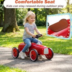 Vintage Rutschauto aus Metall für Kleinkinder ab 18 Monaten Weiß/Schwarz/Rot