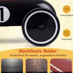 Vintage Rutschauto aus Metall für Kleinkinder ab 18 Monaten Weiß/Schwarz/Rot