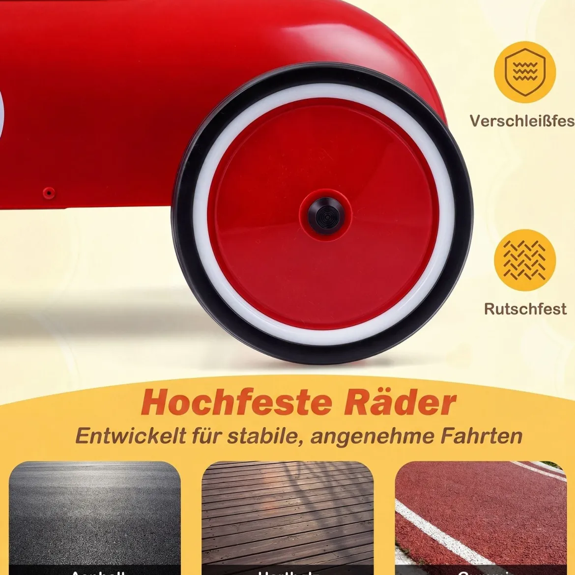 Vintage Rutschauto aus Metall für Kleinkinder ab 18 Monaten Weiß/Schwarz/Rot