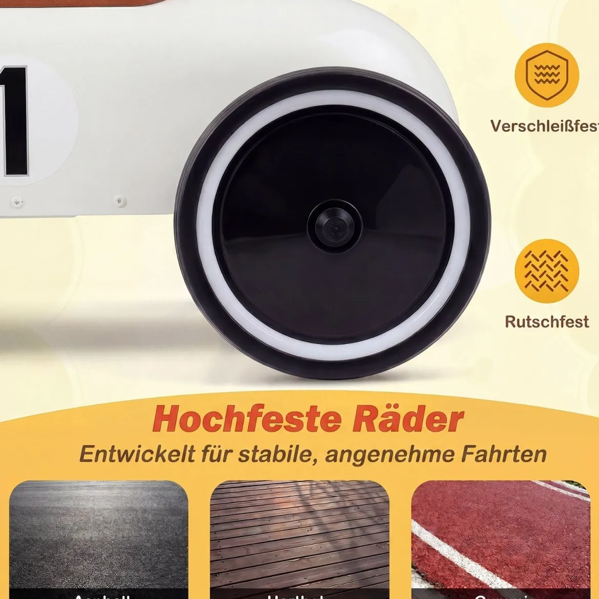 Vintage Rutschauto aus Metall für Kleinkinder ab 18 Monaten Weiß/Schwarz/Rot