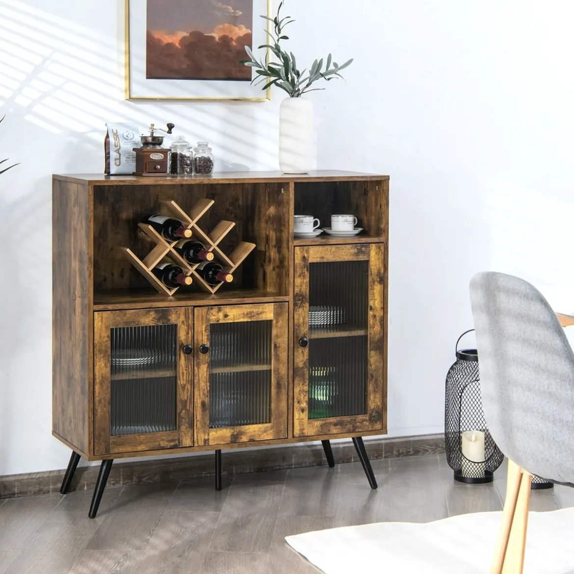 Vintage Sideboard mit Verstellbaren Einlegeböden für Ess- / Wohn- / Arbeitszimmer Rustikales Braun