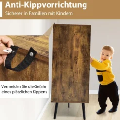 Vintage Sideboard mit Verstellbaren Einlegeböden für Ess- / Wohn- / Arbeitszimmer Rustikales Braun