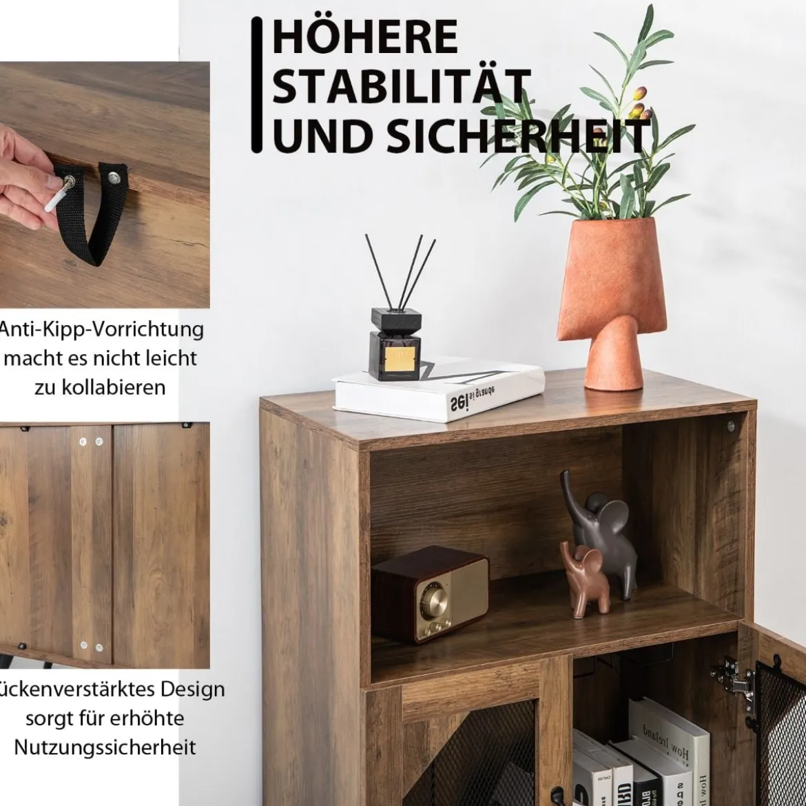Vintage Weinschrank mit Abnehmbarem Weinregal Barschrank für 11 Weinflaschen & 9 Weingläser Braun