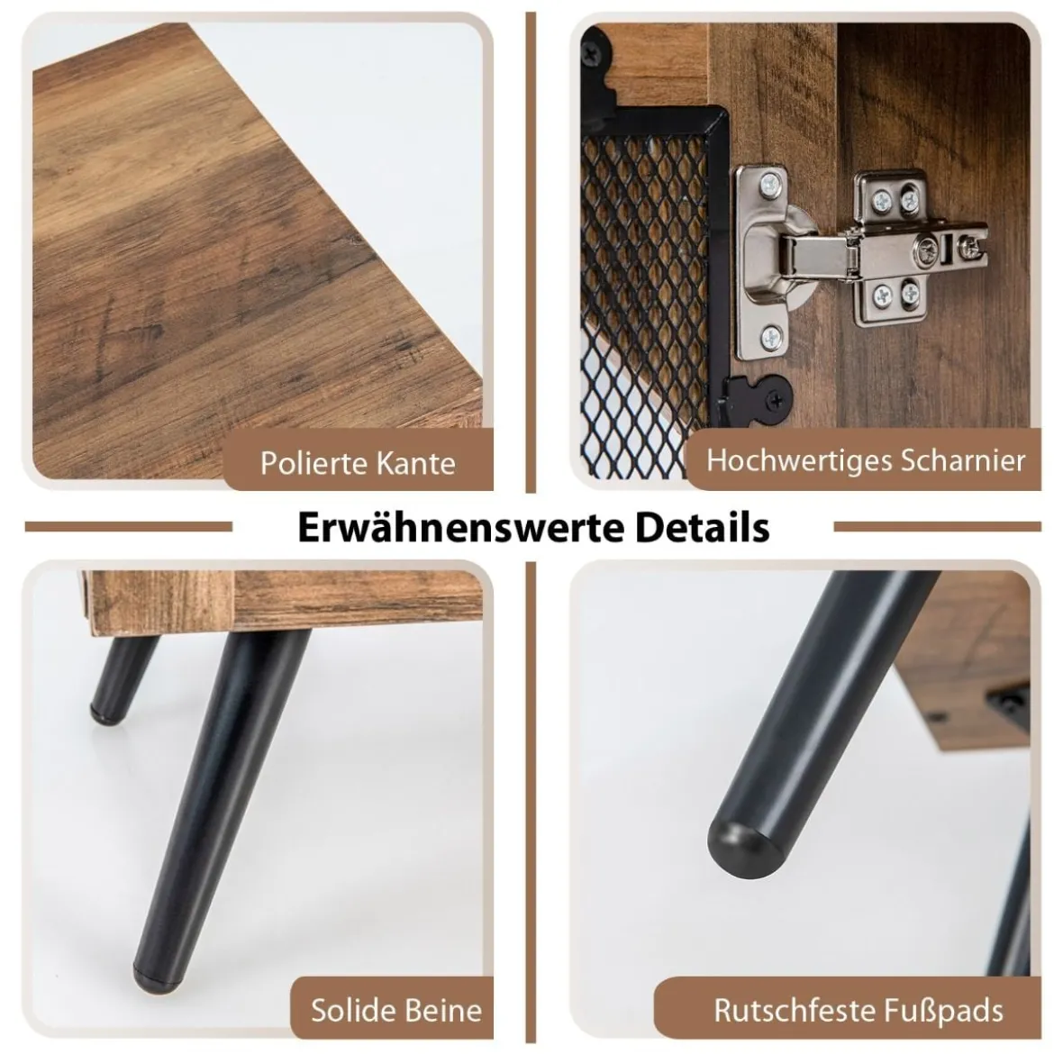 Vintage Weinschrank mit Abnehmbarem Weinregal Barschrank für 11 Weinflaschen & 9 Weingläser Braun