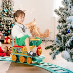 6V Kinder Aufsitz Lokomotive mit Bahn Elektro Kinderauto mit Musik & Lichter & Box unter dem Sitz