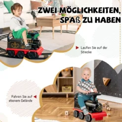 6V Kinder Aufsitz Lokomotive mit Bahn Elektro Kinderauto mit Musik & Lichter & Box unter dem Sitz