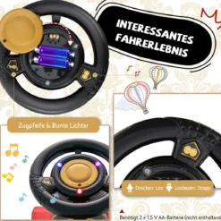 6V Kinder Aufsitz Lokomotive mit Bahn Elektro Kinderauto mit Musik & Lichter & Box unter dem Sitz