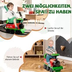 6V Kinder Aufsitz Lokomotive mit Bahn Elektro Kinderauto mit Musik & Lichter & Box unter dem Sitz