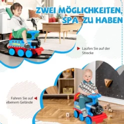 6V Kinder Aufsitz Lokomotive mit Bahn Elektro Kinderauto mit Musik & Lichter & Box unter dem Sitz