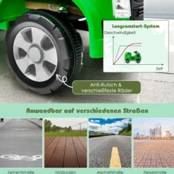 12V Kinder Aufsitz Müllwagen mit Musik & Hupen & Licht & Fernbedienung Grün