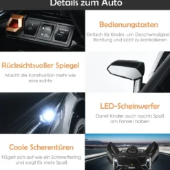 12V Kinderauto mit Fernbedienung Kinderfahrzeug für Kinder 108 x 64 x 41 cm Schwarz