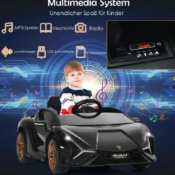 12V Kinderauto mit Fernbedienung Kinderfahrzeug für Kinder 108 x 64 x 41 cm Schwarz