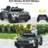 12V Kinderauto mit 2,4G Fernbedienung 3 Gang Elektroauto 3-5km/h mit LED Scheinwerfer Silbergrau