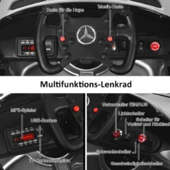 12V Kinderauto mit 2,4G Fernbedienung 3 Gang Elektroauto 3-5km/h mit LED Scheinwerfer Silbergrau