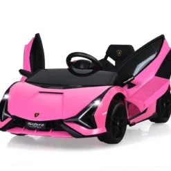12V Kinderauto mit 2,4G-Fernbedienung mit Musik und LED-Scheinwerfer 108 x 64 x 41 cm Rosa