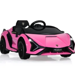 12V Kinderauto mit 2,4G-Fernbedienung mit Musik und LED-Scheinwerfer 108 x 64 x 41 cm Rosa