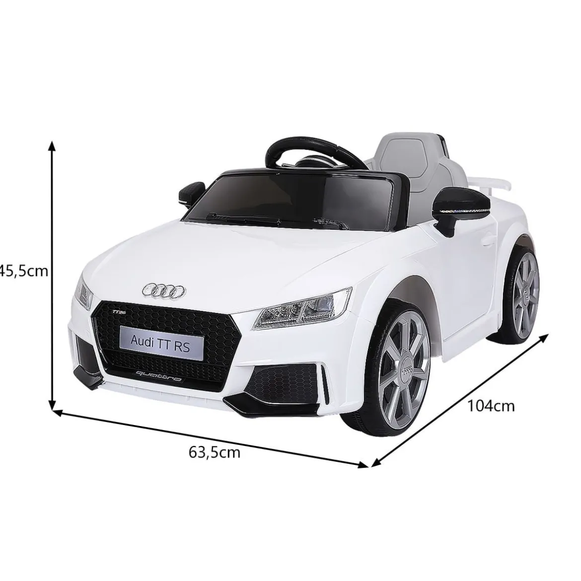 12V Kinderauto mit 2 Motoren und MP3 und Musik 104 x 63,5 x 45,5 cm Weiß