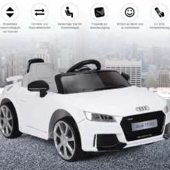 12V Kinderauto mit 2 Motoren und MP3 und Musik 104 x 63,5 x 45,5 cm Weiß