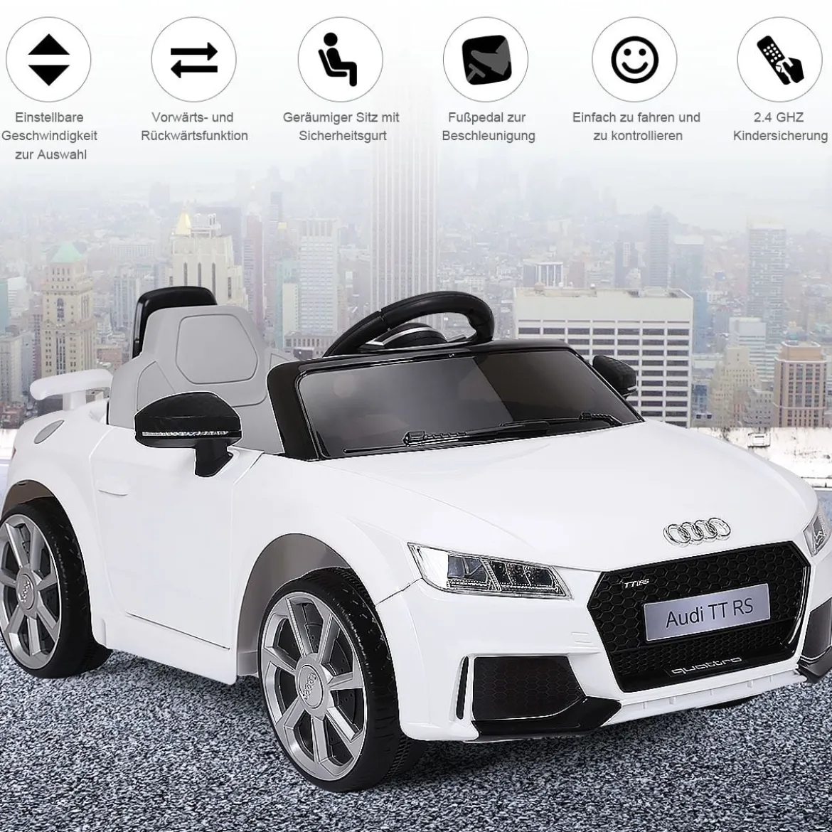 12V Kinderauto mit 2 Motoren und MP3 und Musik 104 x 63,5 x 45,5 cm Weiß