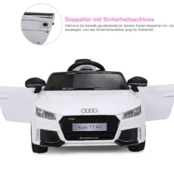 12V Kinderauto mit 2 Motoren und MP3 und Musik 104 x 63,5 x 45,5 cm Weiß
