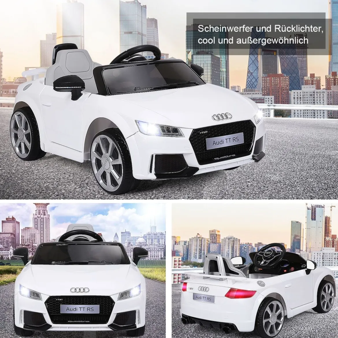12V Kinderauto mit 2 Motoren und MP3 und Musik 104 x 63,5 x 45,5 cm Weiß