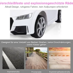 12V Kinderauto mit 2 Motoren und MP3 und Musik 104 x 63,5 x 45,5 cm Weiß