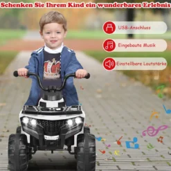 6V Kinderauto mit Musik MP3 USB für Jungs und Mädchen 41 x 68,5 x 49,5 cm Weiß