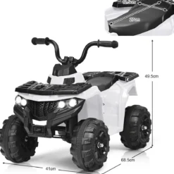 6V Kinderauto mit Musik MP3 USB für Jungs und Mädchen 41 x 68,5 x 49,5 cm Weiß