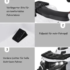 6V Kinderauto mit Musik MP3 USB für Jungs und Mädchen 41 x 68,5 x 49,5 cm Weiß