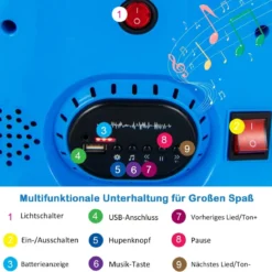 6V Kinder Autoscooter 360 Grad Drehung mit Musik & bunten LED Lichtern Blau