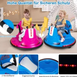 6V Kinder Autoscooter 360 Grad Drehung mit Musik & bunten LED Lichtern Blau